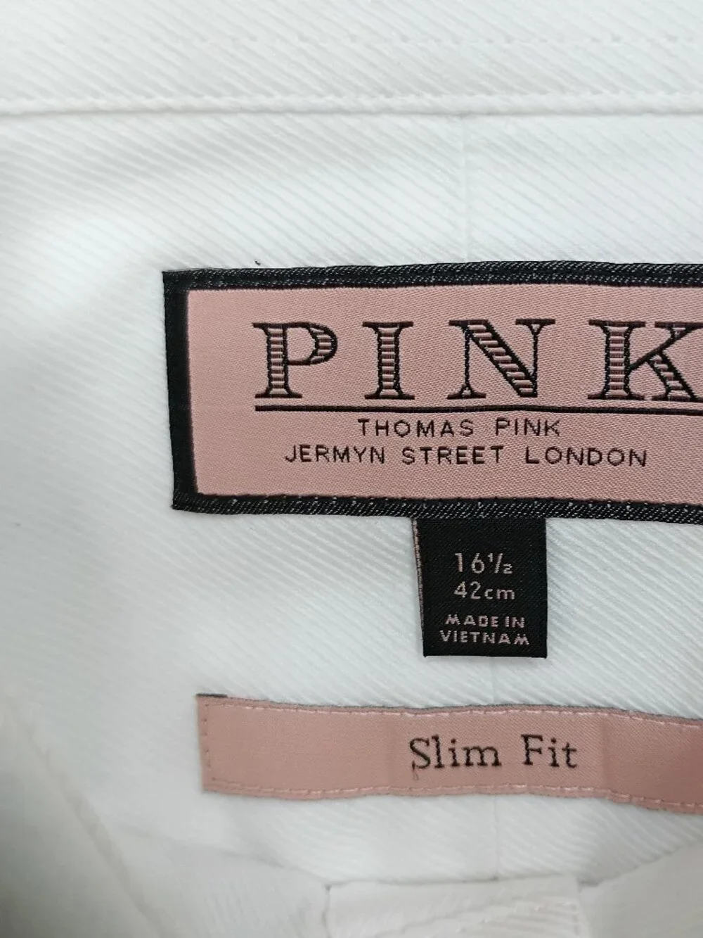 Thomas Pink Slim Fit White Dress Shirt 16.5 42 French Cuff Luxury Business